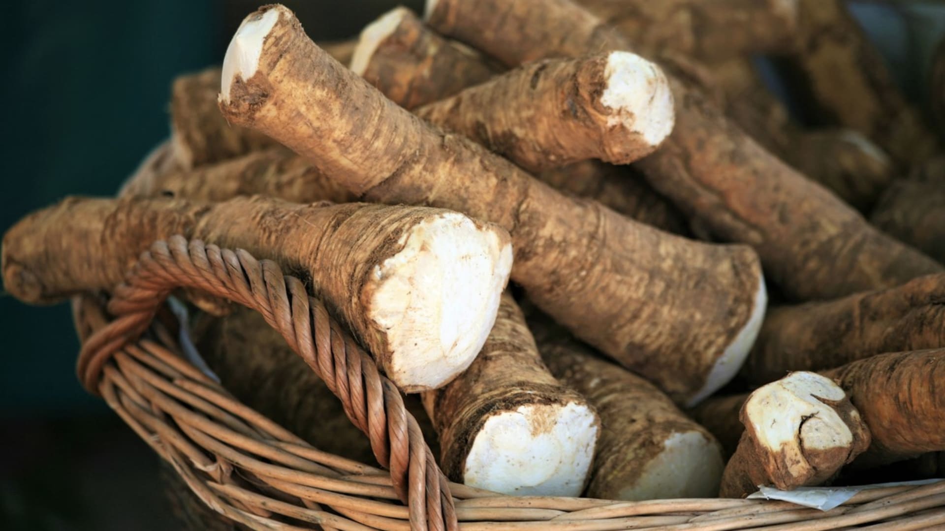 Korzeń chrzanu (Armoracia rusticana, syn. Cochlearia armacia) ma biały miąższ oraz pieprzny smak i ostry zapach.